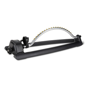 Amazon Basics oscillating sprinkler base ensures steady coverage for lawns.