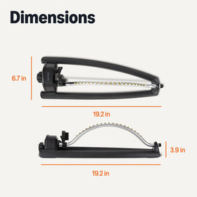 Amazon Basics sprinkler dimensions show a compact, easy-to-position device.