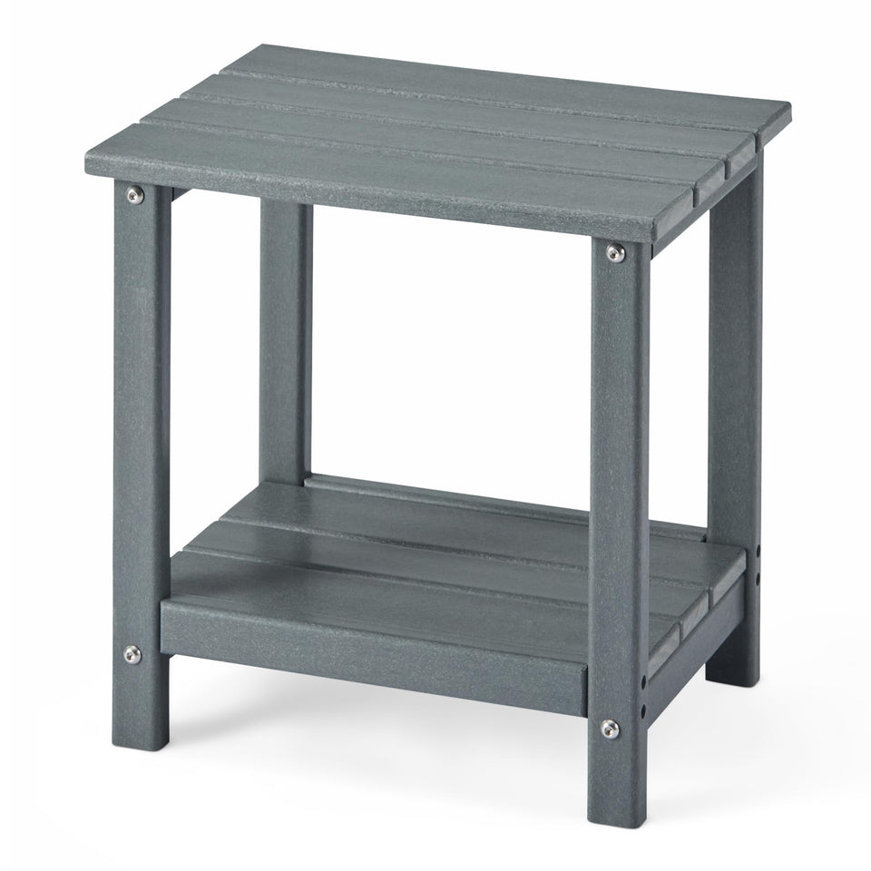 Amazon Basics outdoor side table with a lower shelf for convenient storage