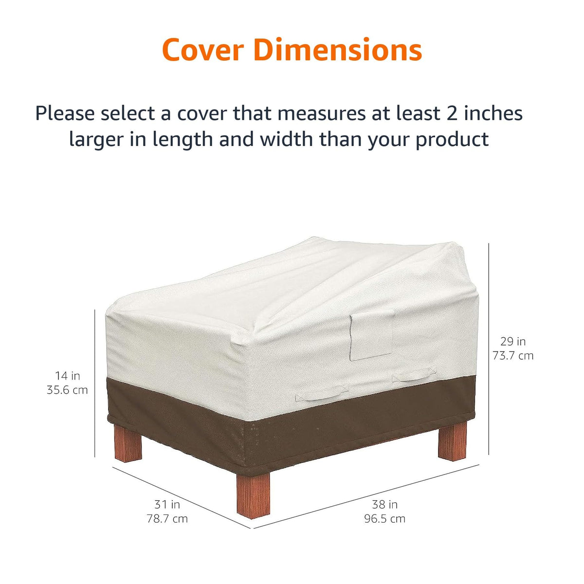 Amazon Basics patio chair cover measures 31x38x29 inches for proper fit.