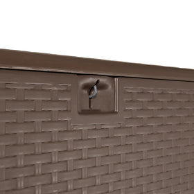 Amazon Basics sturdy storage for patio, garden, and pool accessories.