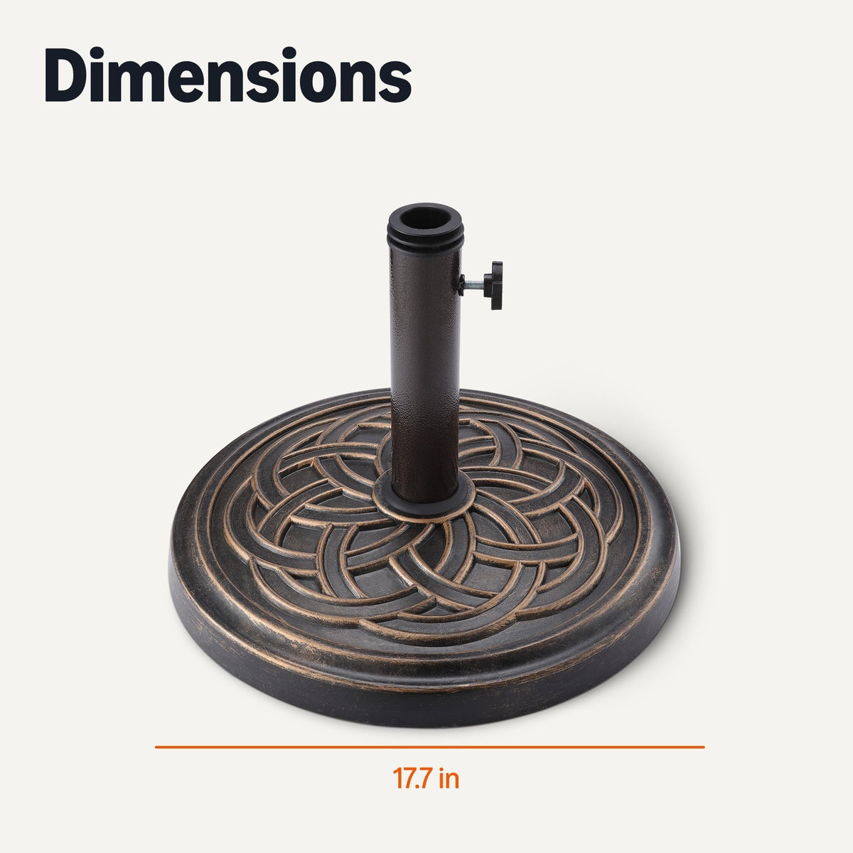 Amazon Basics 22-pound stand measures 17.7 inches diameter for sturdy base