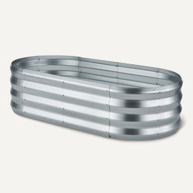 Amazon Basics raised garden bed, open-base drainage detail, helps prevent water buildup.