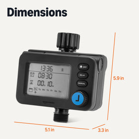 Amazon Basics timer battery compartment supports cordless operation for flexible watering
