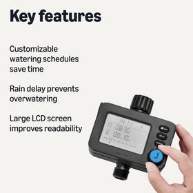 Amazon Basics timer LCD display shows time, duration, and frequency clearly