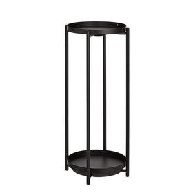 Amazon Basics two-tier plant stand top shelf holds 9-inch pots for indoor use