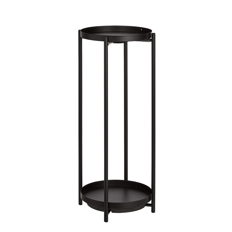 Amazon Basics two-tier plant stand top shelf holds 9-inch pots for indoor use