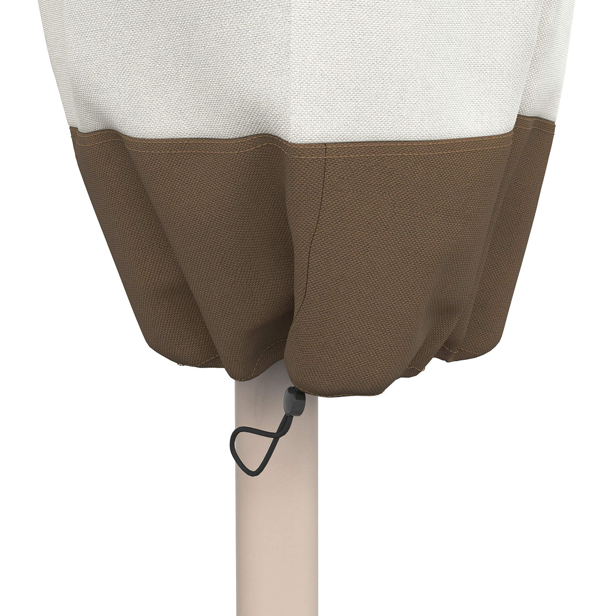 Dimensions show it fits standard patio umbrellas at 7 x 23 x 76 inches.