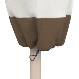 Dimensions show it fits standard patio umbrellas at 7 x 23 x 76 inches.