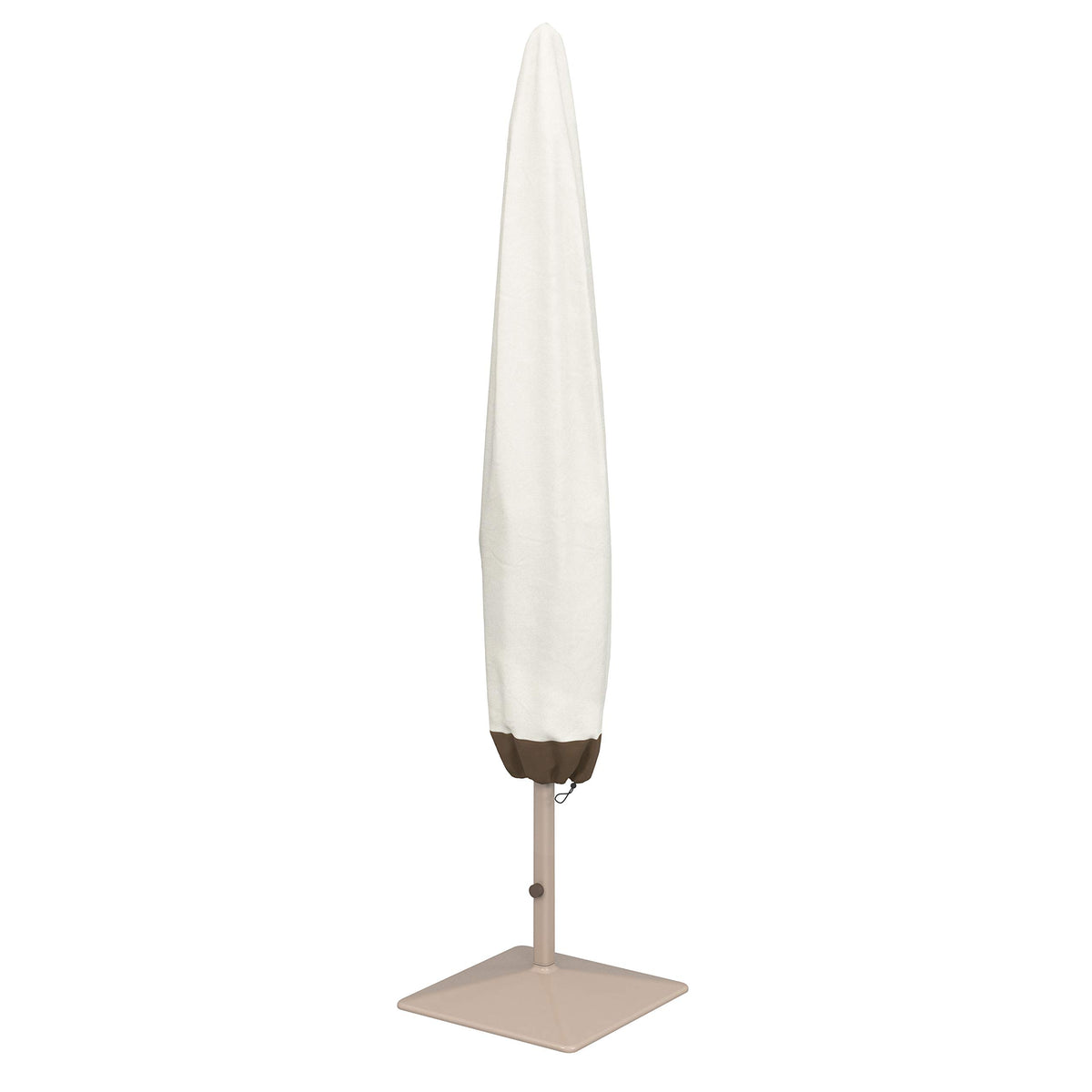 Amazon Basics umbrella cover guards your patio umbrella from rain and UV exposure.