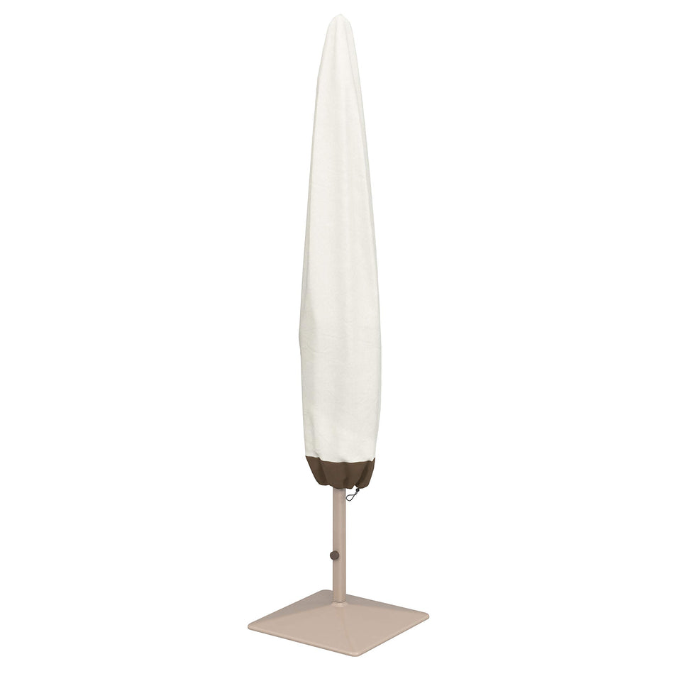Amazon Basics umbrella cover guards your patio umbrella from rain and UV exposure.