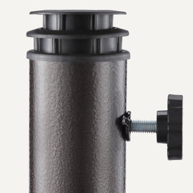 Amazon Basics stand accommodates 1.4, 1.6, and 1.96 inch pole diameters