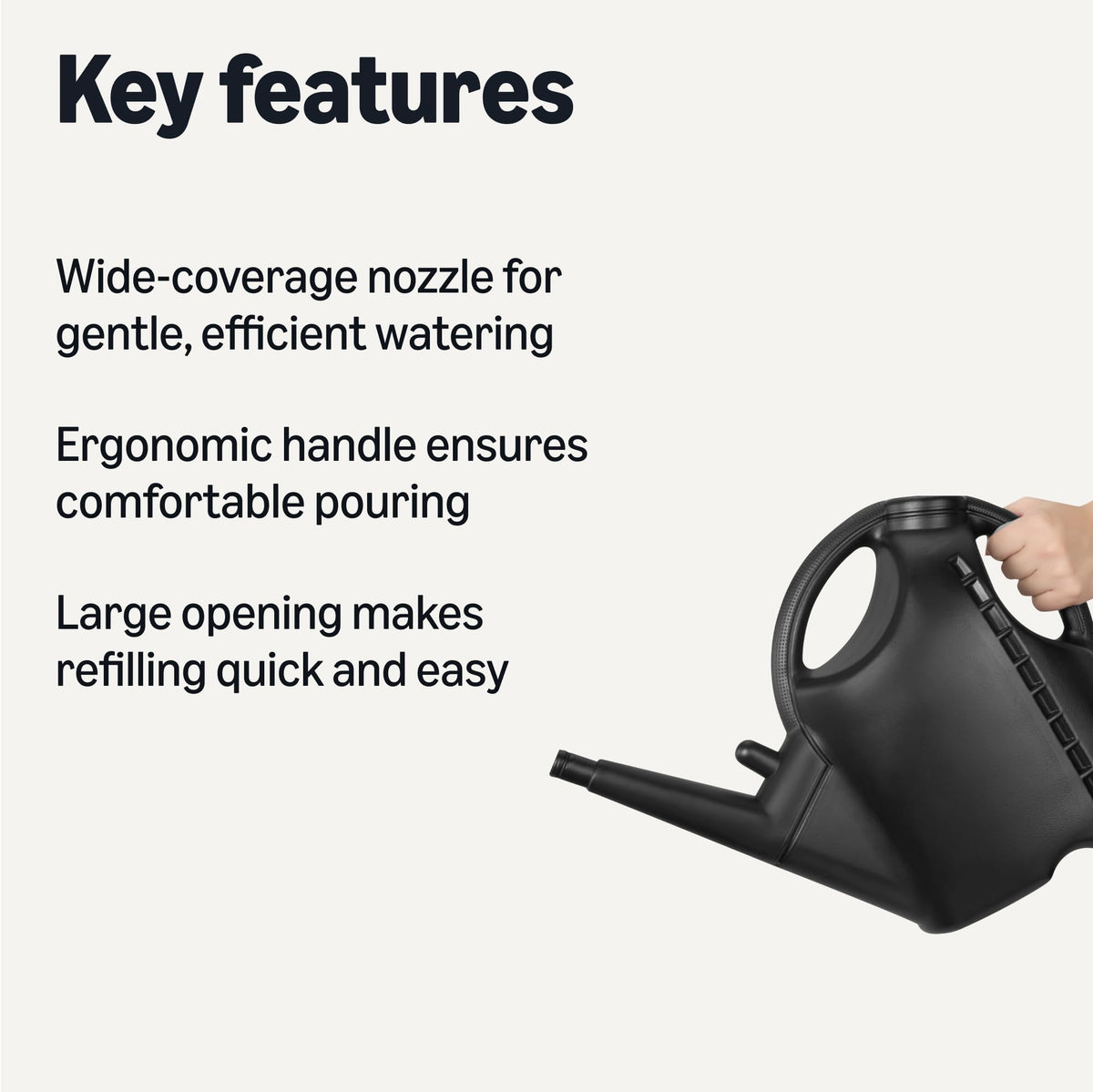 Amazon Basics Watering Can with ergonomic easy-grip handle for comfortable watering.