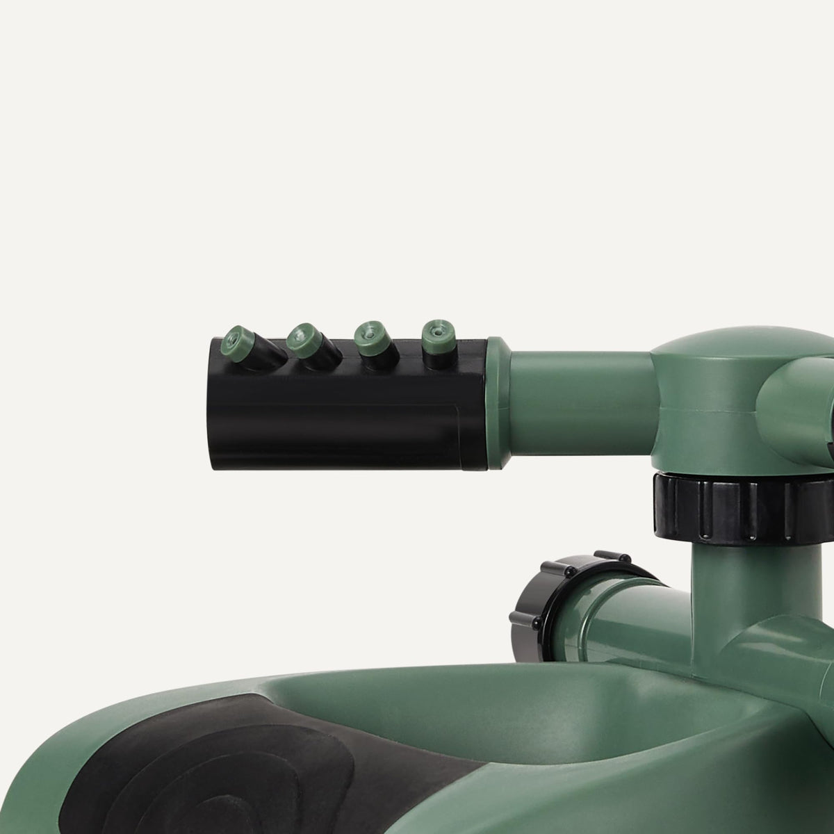 Amazon Basics whirling sprinkler nozzles provide even coverage across the lawn.