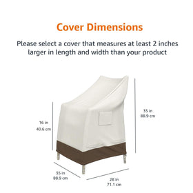 Amazon Basics chair cover shows secure click-close strap on windy days