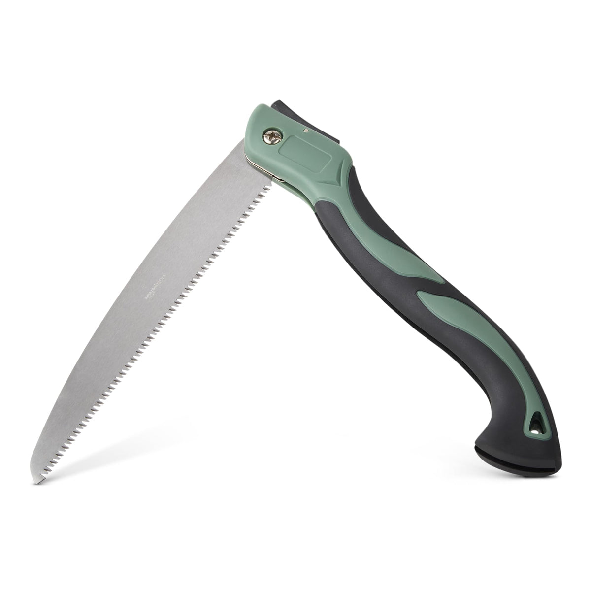 Amazon Basics pruning saw in closed position for compact, safe transport.