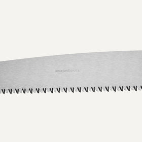 Amazon Basics pruning saw teeth detail highlighting durable construction.