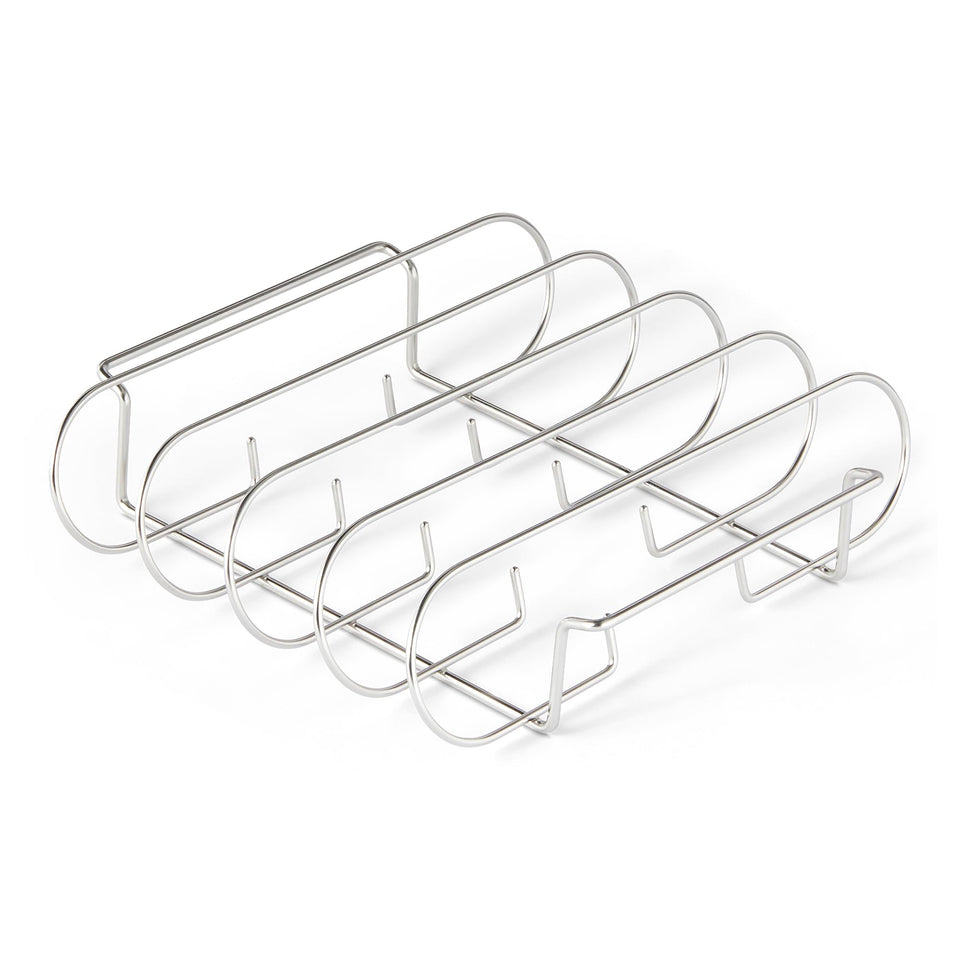 Amazon Basics rib rack with vertical design for even cooking and smoke exposure