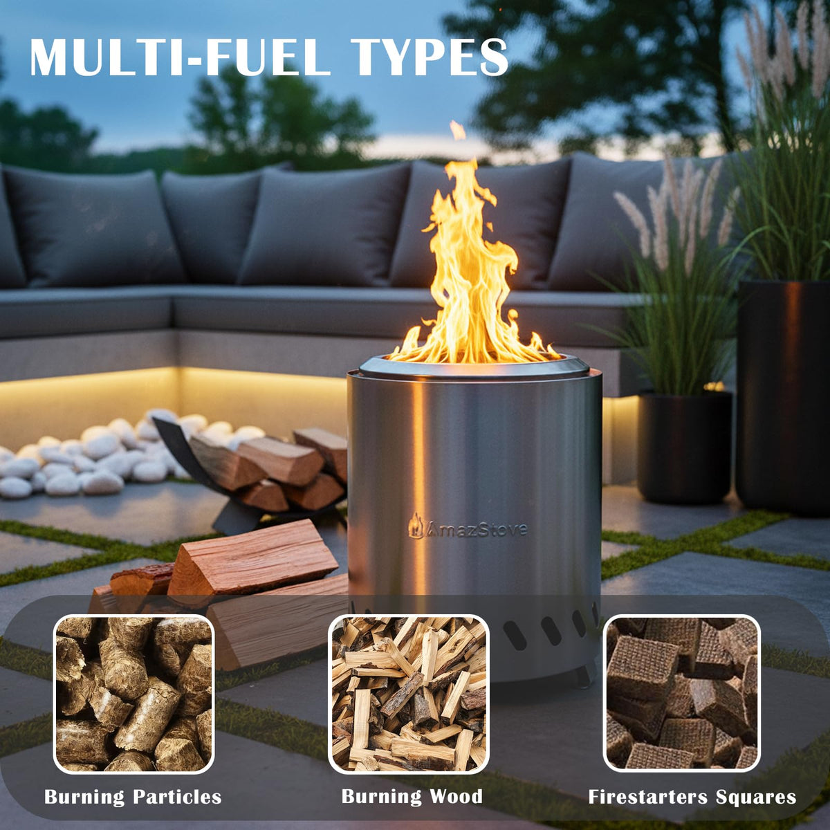 AmazStove 304 stainless steel body for durability during travel and camping