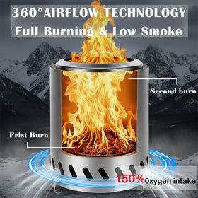 AmazStove burn capacity up to 8-inch wood for longer evenings outdoors
