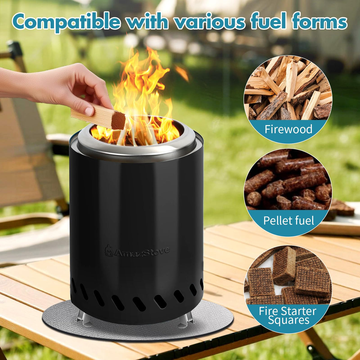 AmazStove travel-friendly design ideal for camping and patios