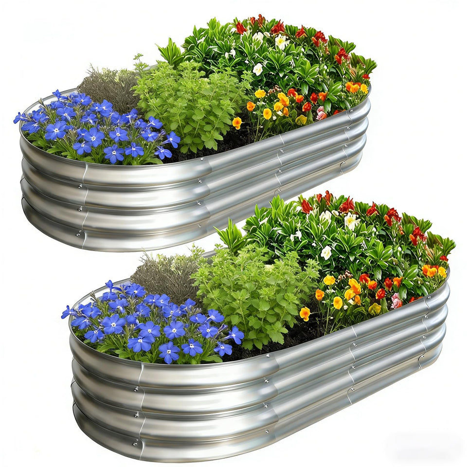 AmazStove galvanized raised bed 4x2x1ft two-pack for durable outdoor gardening