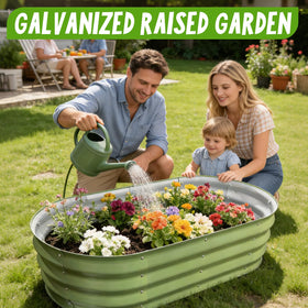 AmazStove open-base design promotes drainage and root access in a garden bed.