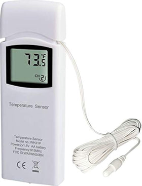 Ambient Weather WH31P thermometer probe with a 10-foot lead for flexible placement.