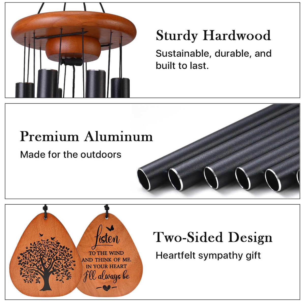 AMBOBE black gift box packaging for memorial wind chimes.