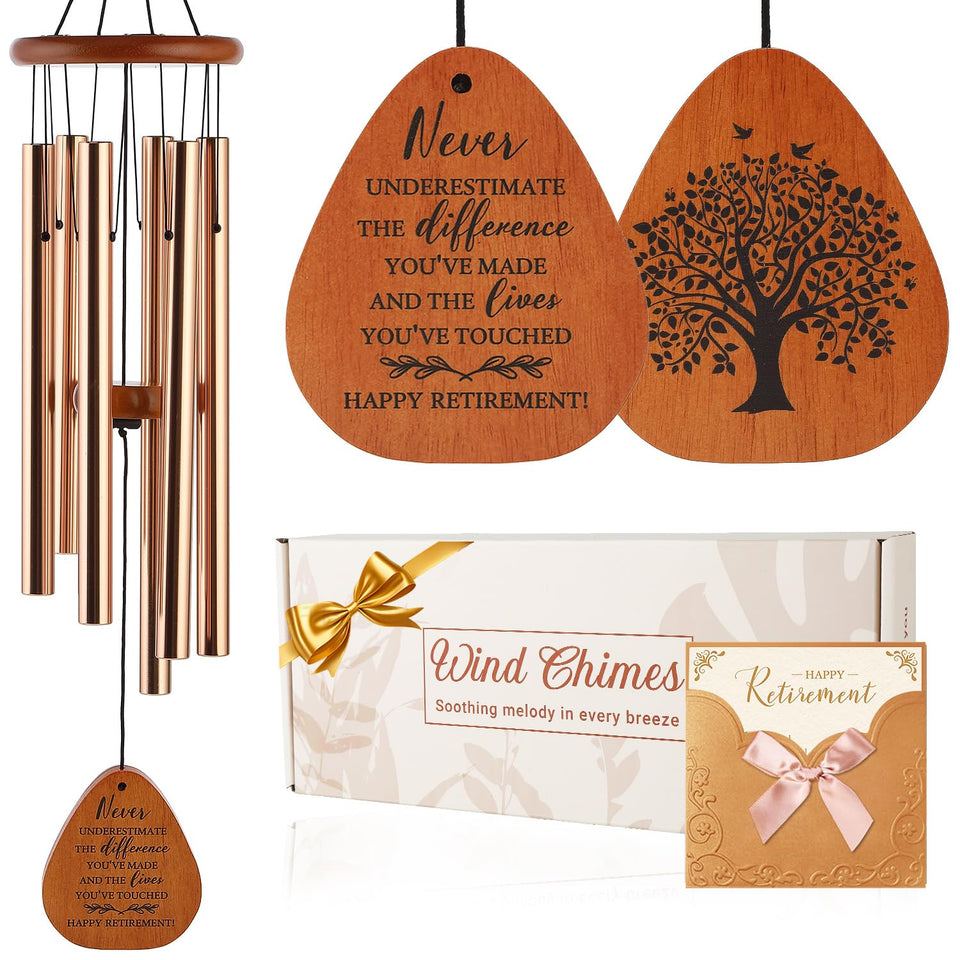 AMBOBE retirement wind chime with Tree of Life message for a meaningful garden display.