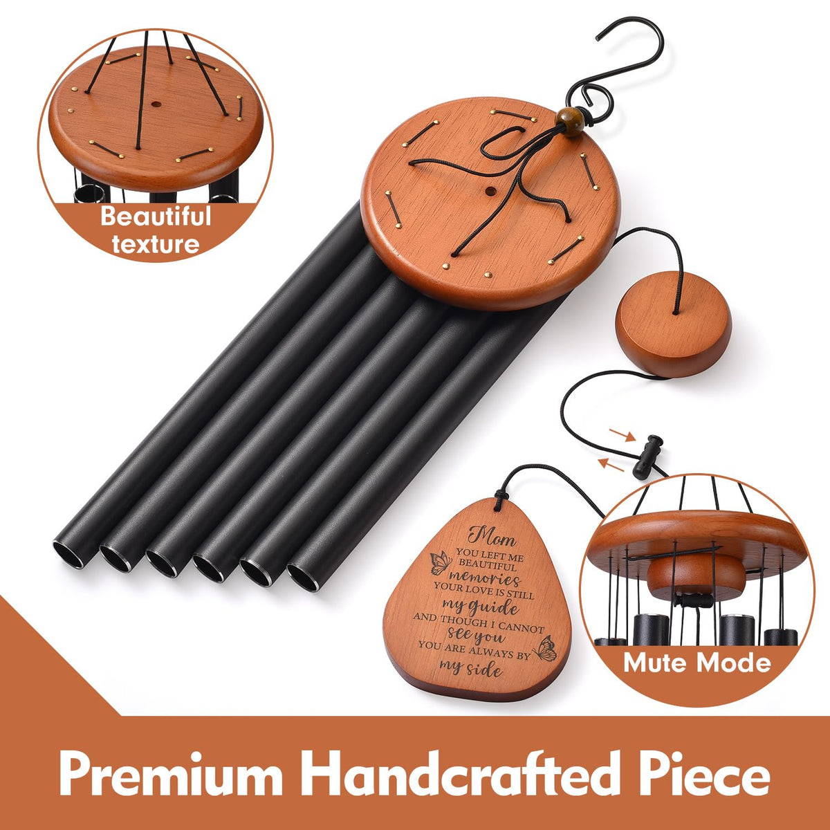 AMBOBE six-tube aluminum wind chimes designed for outdoor use.