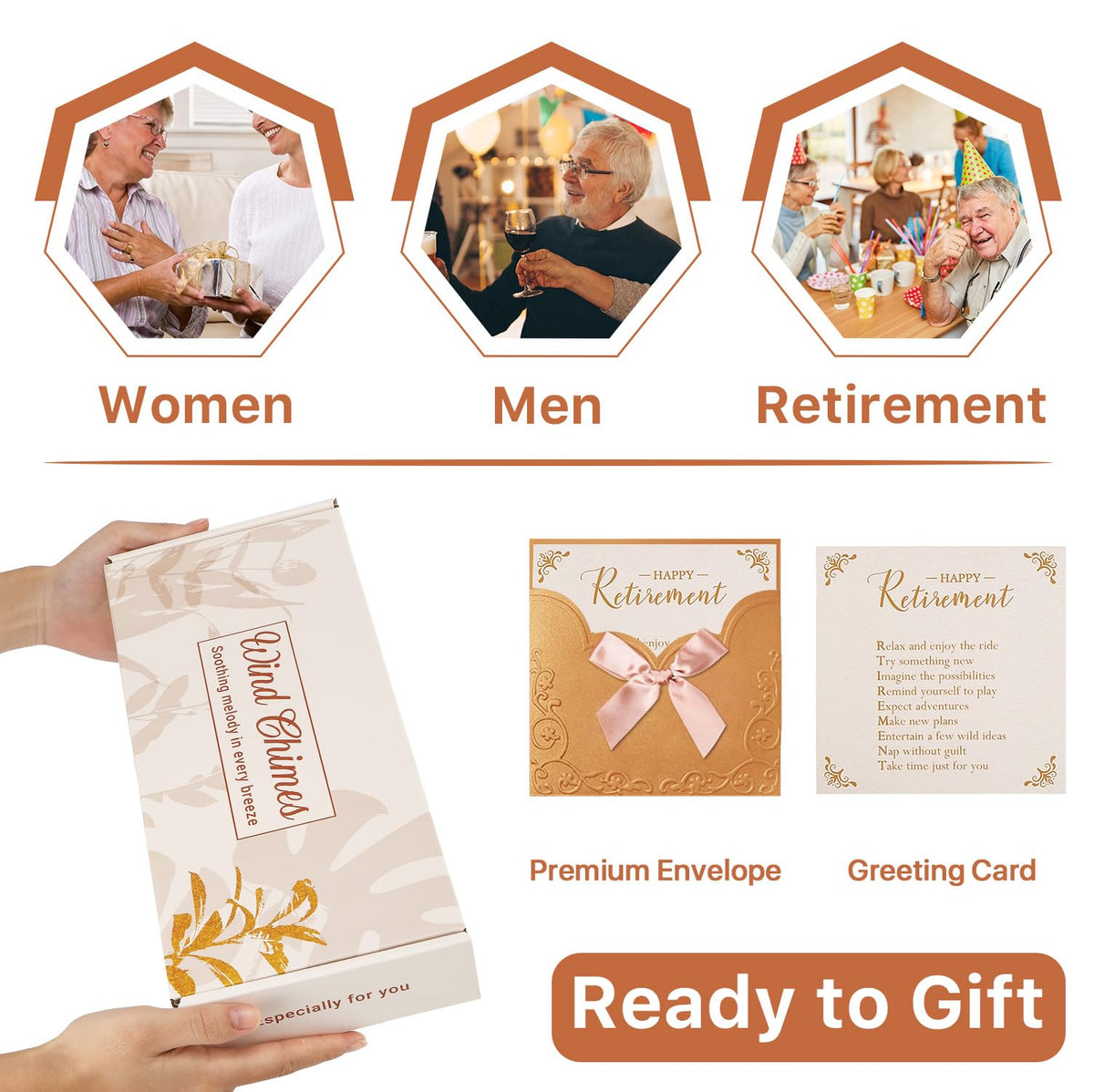 AMBOBE wind chime gift box presentation creates an instant heartfelt retirement gift.