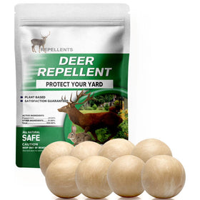 AMDEIUR deer repellent granules bag closeup showing natural formula for garden protection