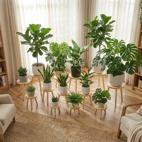 Amdermi living room corner setup showcases mid-century modern style.