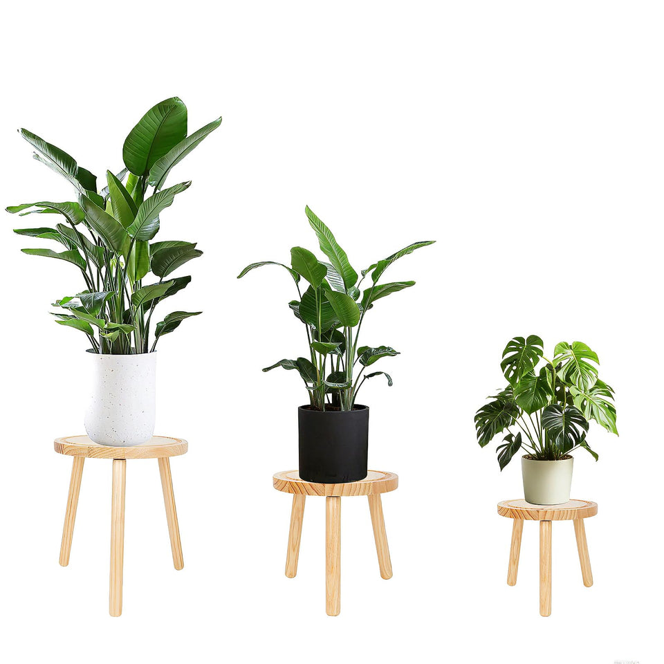 Amdermi three-pack wood plant stands indoors trio enhances decor and plant displays.