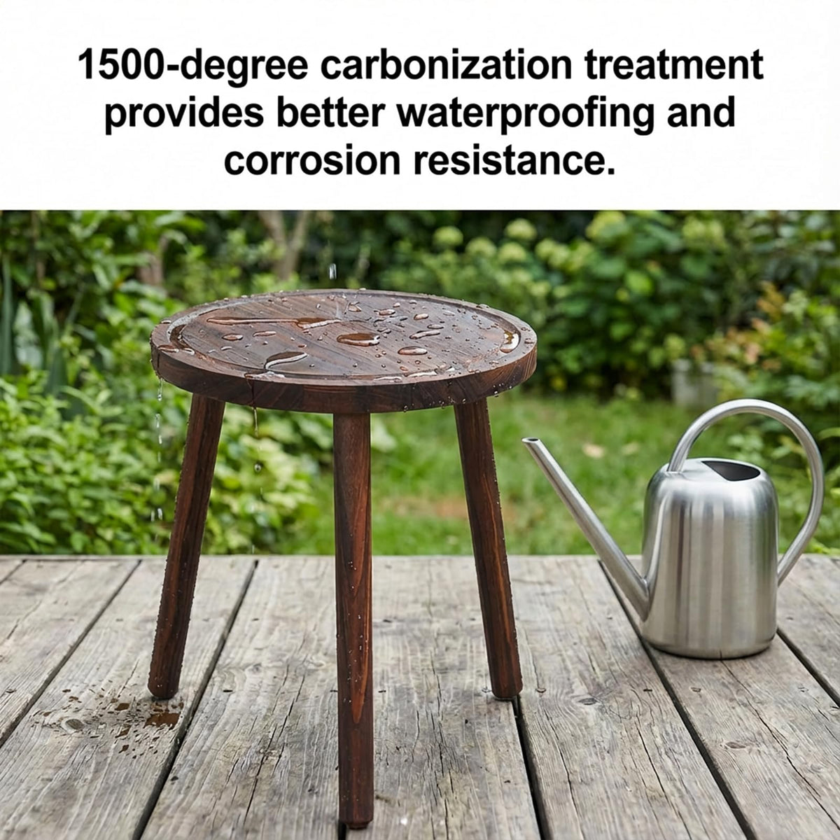 Amdermi wood plant stand space-saving footprint fits corners and windowsills.