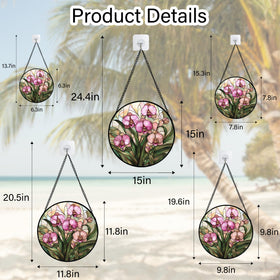 AMDERVEN pink-phalaenopsis-stained glass as a gift for art lovers and occasions