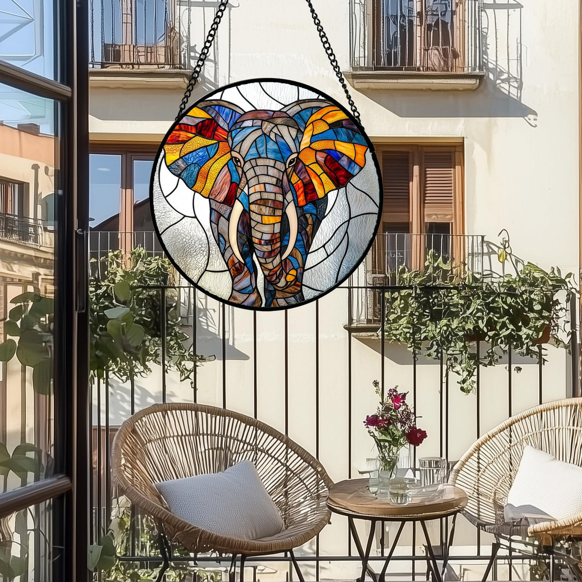 AMDERVEN colorful elephant sun catcher reveals detailed patterns when sunlight passes through