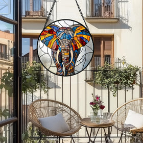 AMDERVEN colorful elephant sun catcher reveals detailed patterns when sunlight passes through