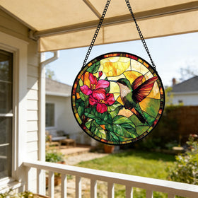 AMDERVEN colorful glass window decor creates a warm glow in any room.