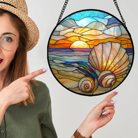 AMDERVEN conch suncatcher glass art brings seaside charm to interiors
