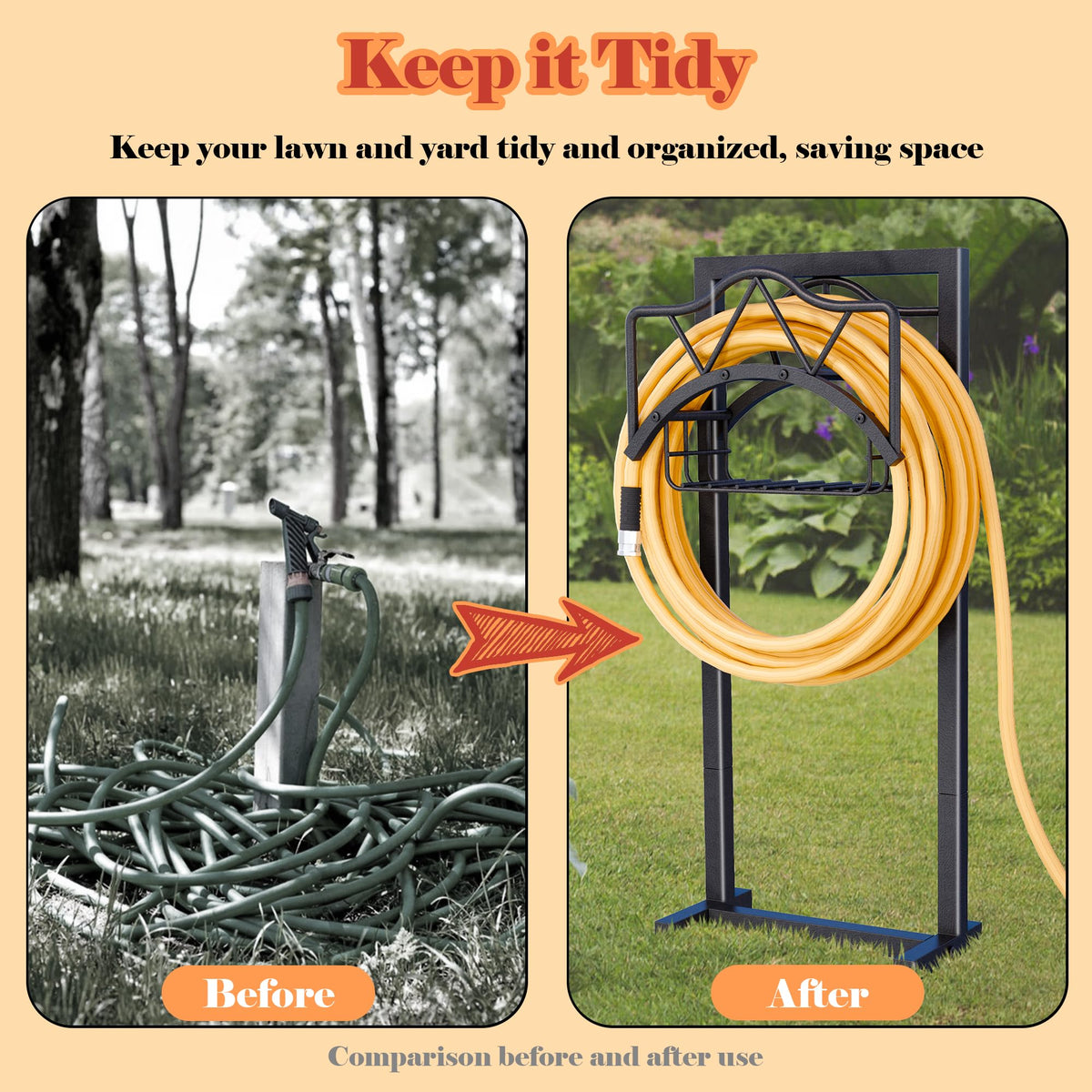 AMDERVEN hose holder with basket keeps accessories organized