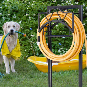 AMDERVEN hose reel holds up to 150 ft of hose for easy reach