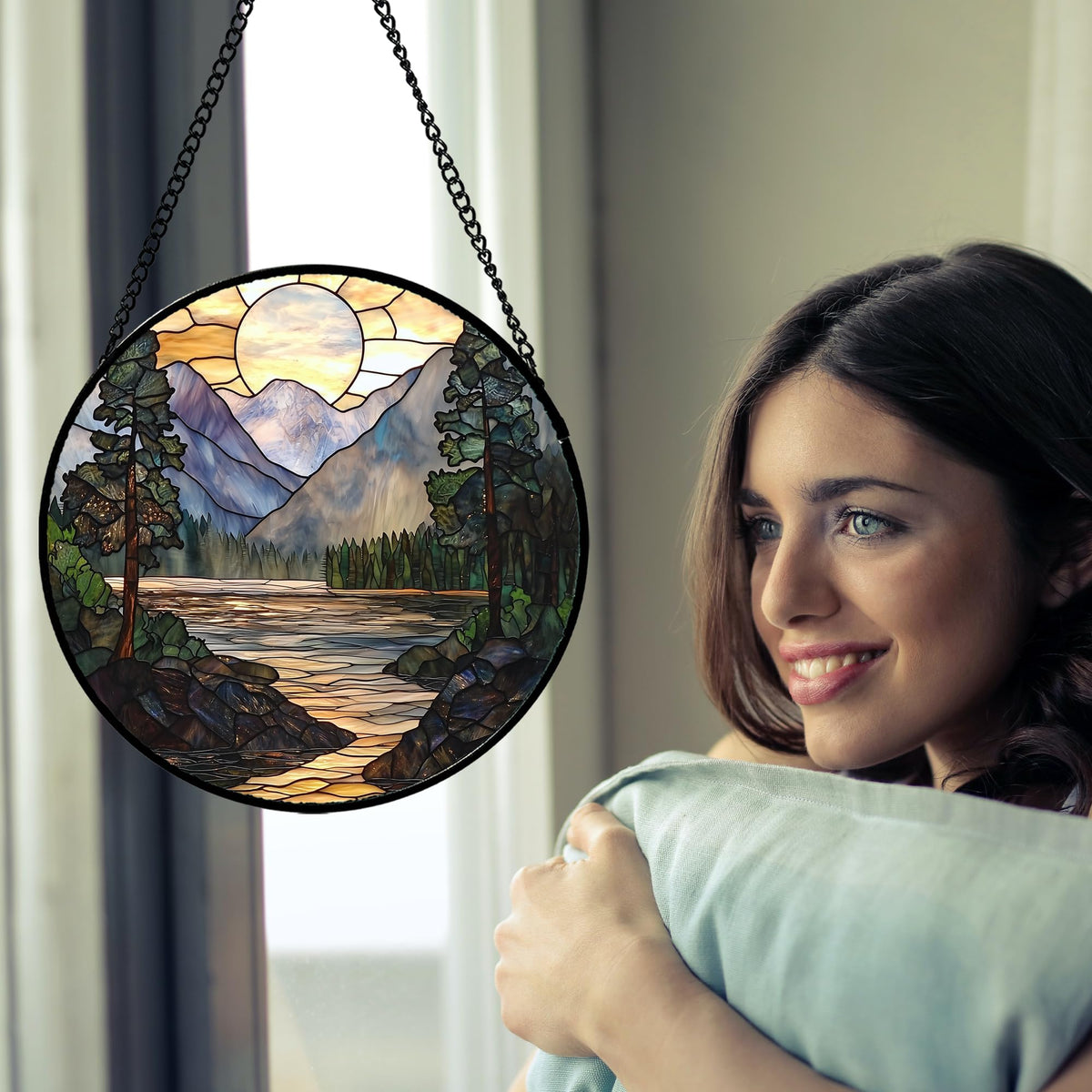 AMDERVEN intricate art suncatcher adds a decorative window focal point