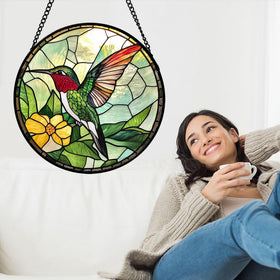 AMDERVEN intricate design showcases hummingbird artistry as a window focal point.
