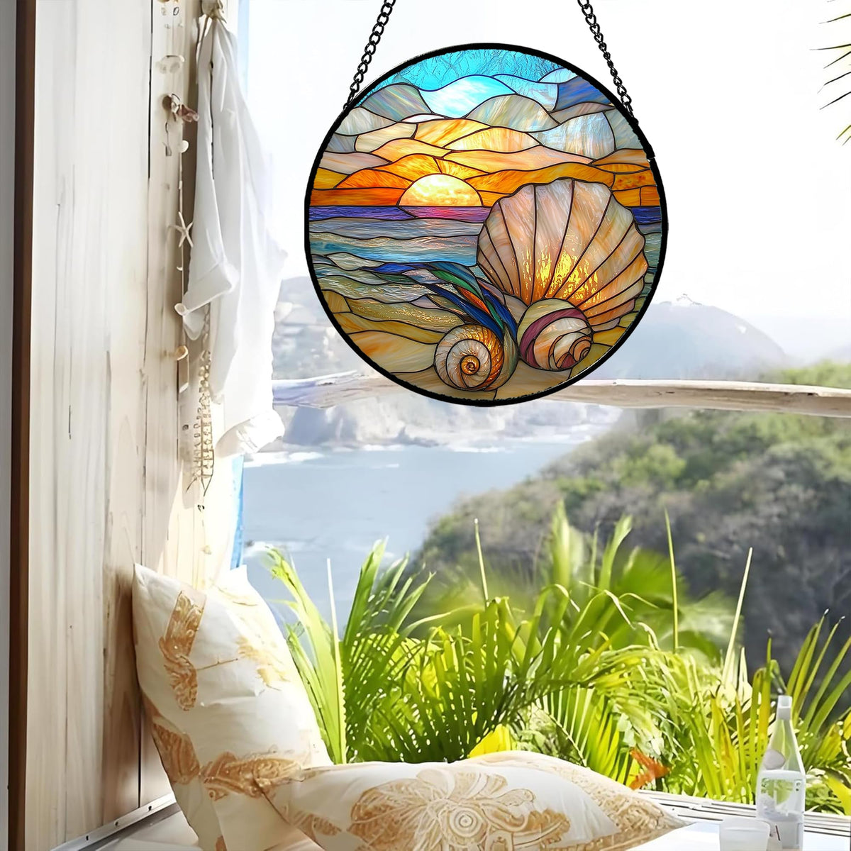 AMDERVEN ocean sun catcher window decor creates warm, inviting ambience