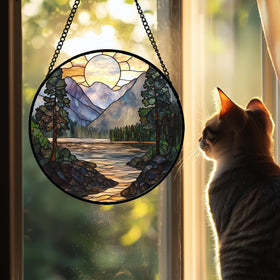 AMDERVEN stained glass suncatcher with vibrant colors enhances any window