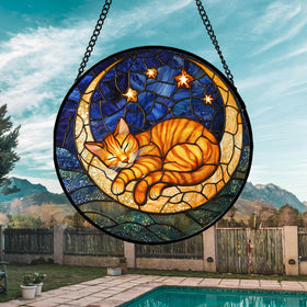 AMDERVEN stained glass window hanging adds vibrant color to interiors.