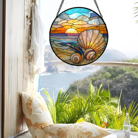 AMDERVEN sun catcher window with vibrant conch pattern for bright, mood-lifting light.
