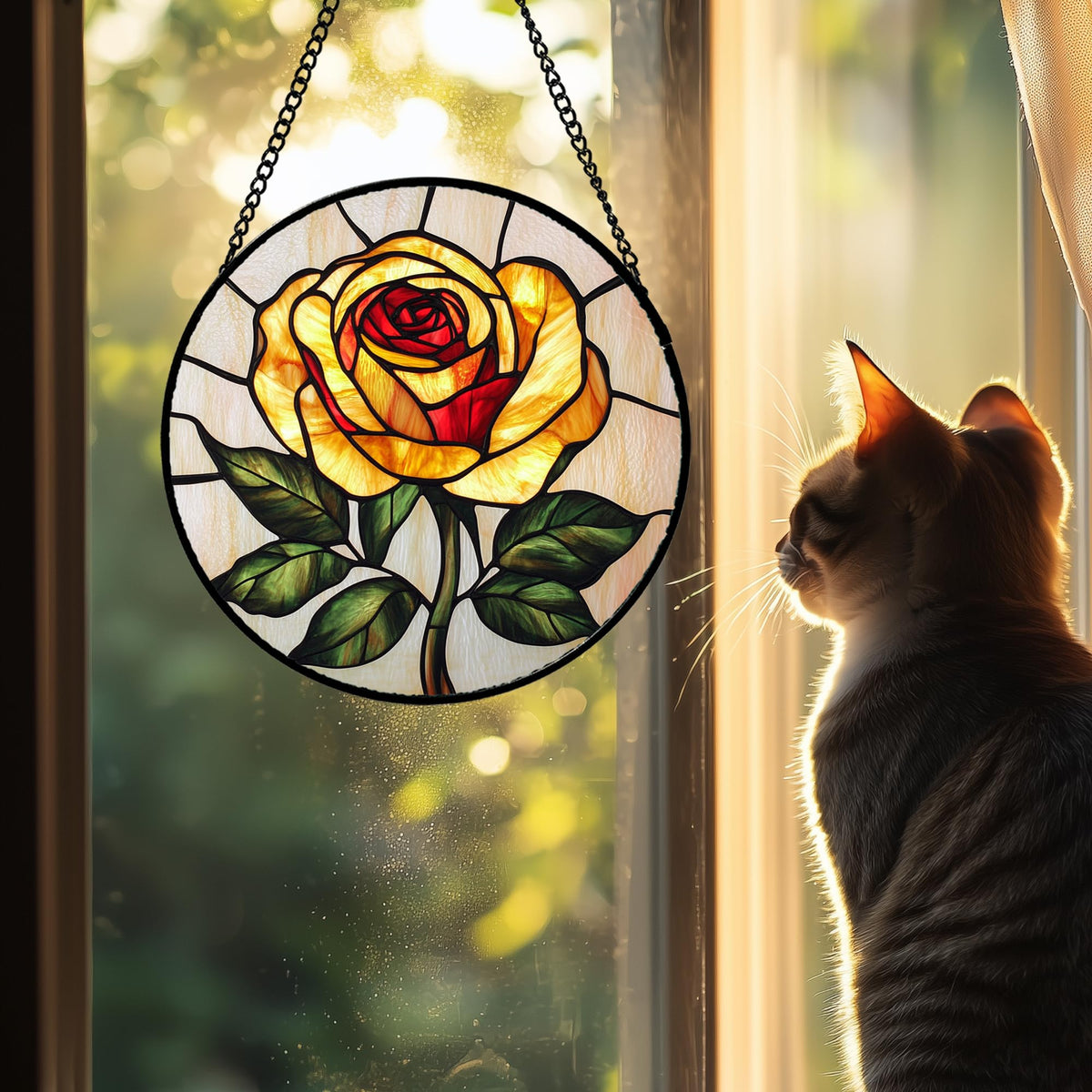 AMDERVEN sun catcher reveals warm hues in sunlight for a welcoming glow.